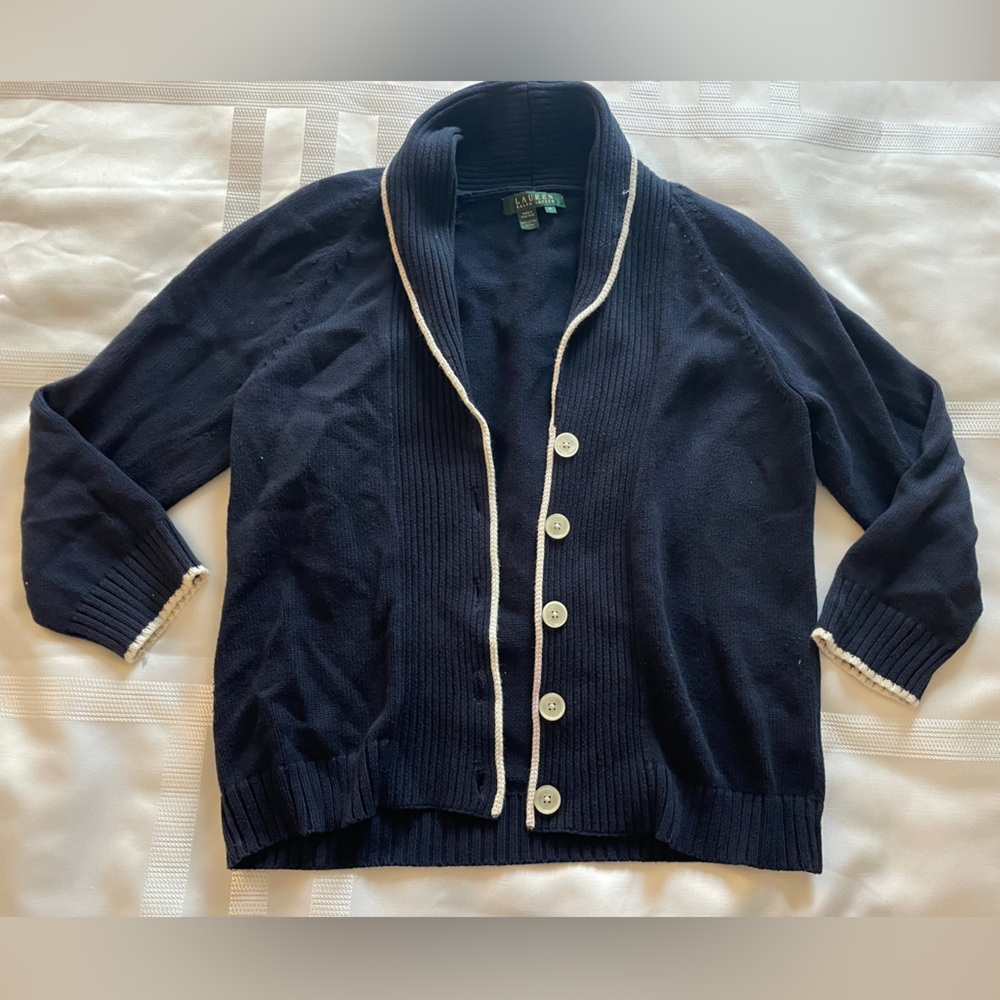 Like New, Lauren Ralph Lauren Button Down Shawl-Collar Cardigan